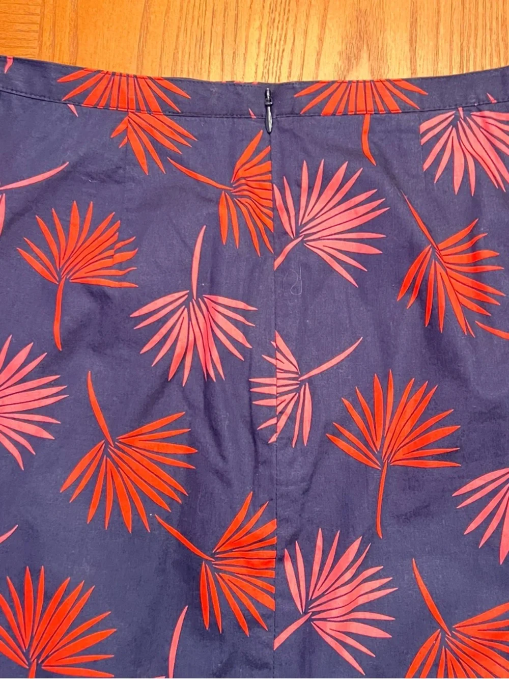 Boden Scattered‎ Holiday Palm Print A-Line Cotton Skirt Navy Blue & Pink Size 4